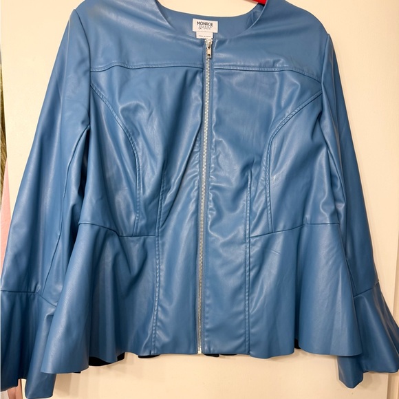 Monroe & Main Jackets & Blazers - Monroe & Main Blue Leather Jacket